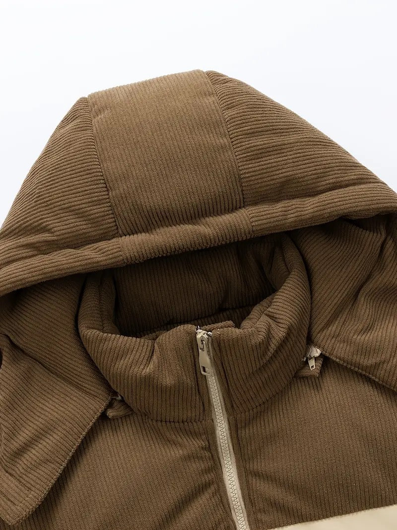 Padded Corduroy Hooded Coat