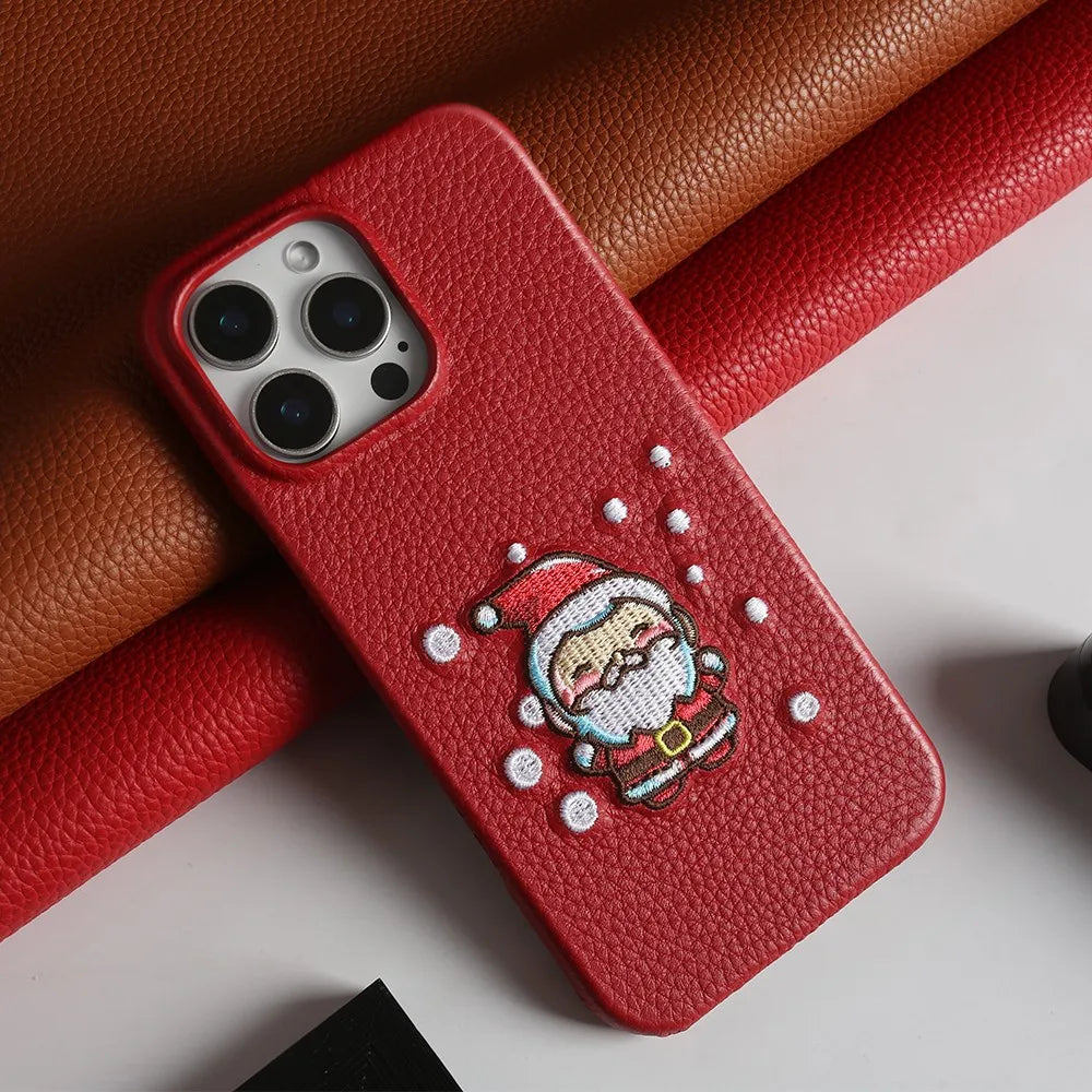 Santa's Leather Jolly iPhone Case